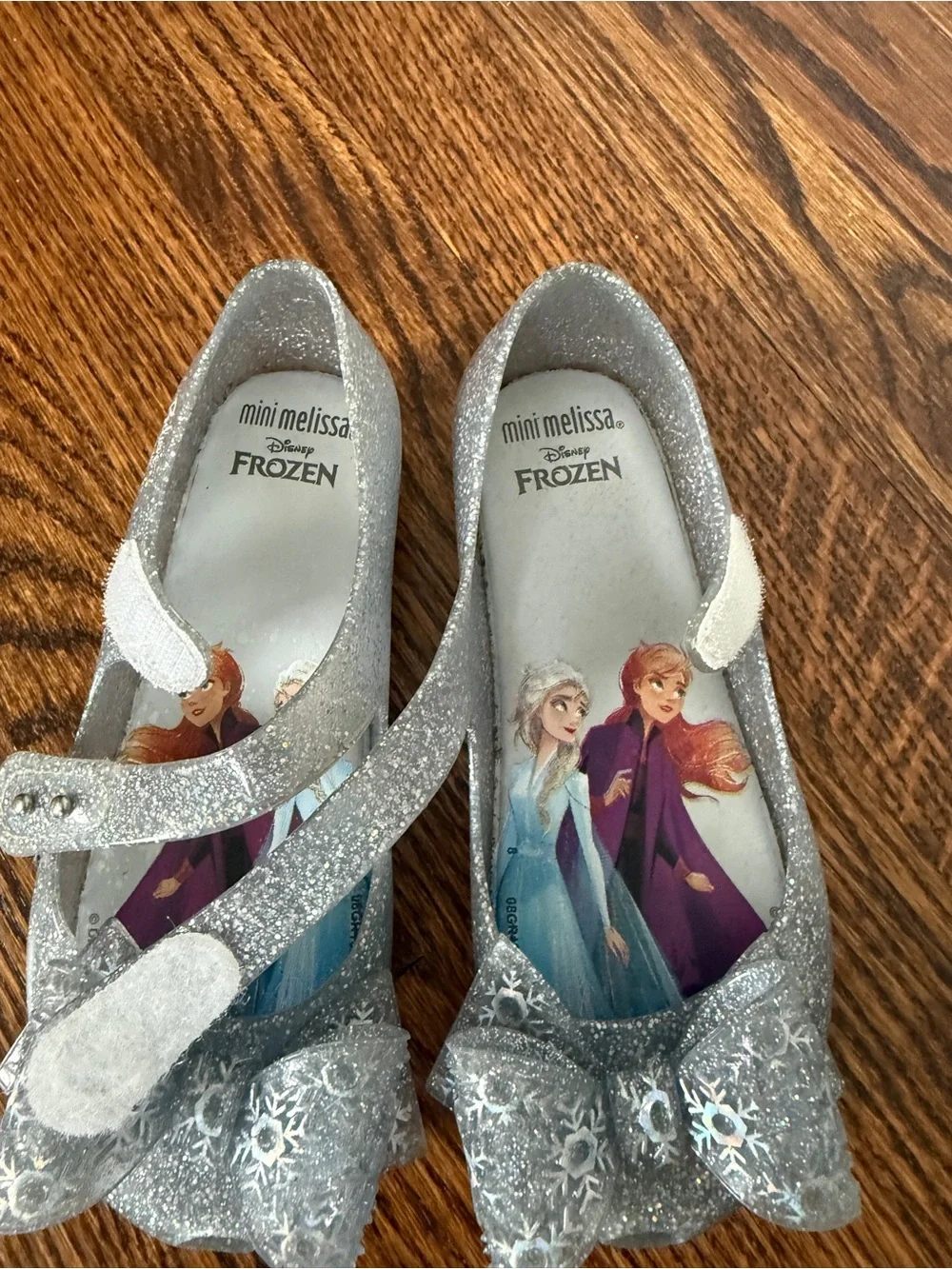 Mini Melissa Ultragirl Glitter Frozen Bow snowflake Mary Janes - Silver/Blue